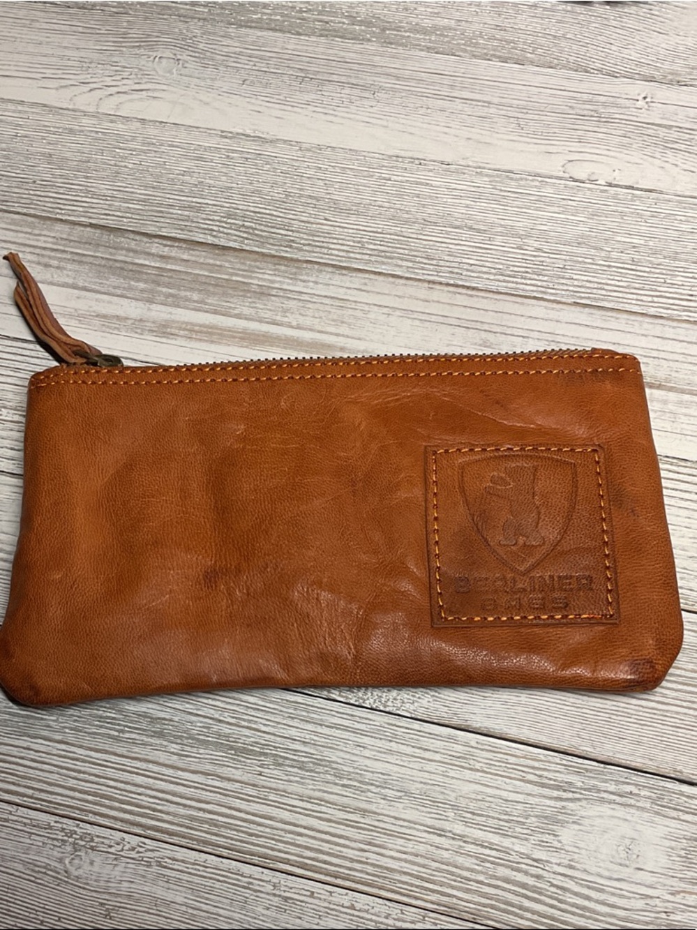 Vintage Leather Pencil Case, Pen Pouch cosmetic bag made in Germany Nice!